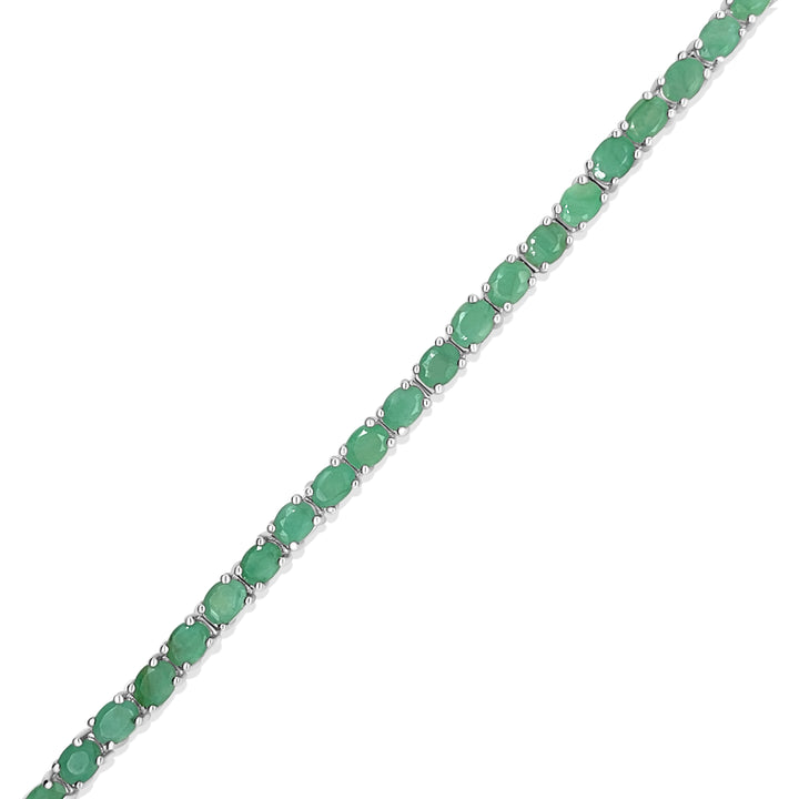 9.31 Cts Emerald Tennis Bracelet in 925 Sterling Silver