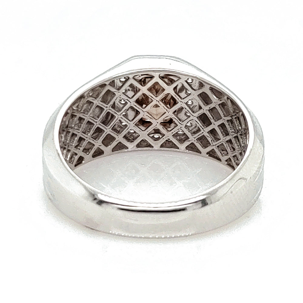 1.50 Cts Fancy Color Diamond and White Diamond Ring in 14K White Gold