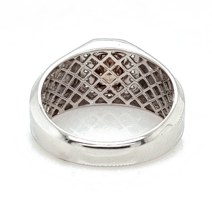 1.50 Cts Fancy Color Diamond and White Diamond Ring in 14K White Gold