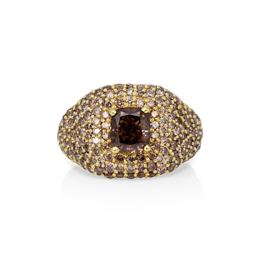 1.61 Cts Brown Diamond and Brown Diamond Ring in 14K Yellow Gold