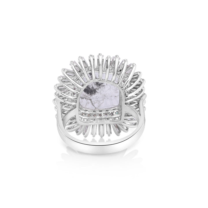 1.04 Cts Diamond Slice and White Diamond Ring in 14K White Gold