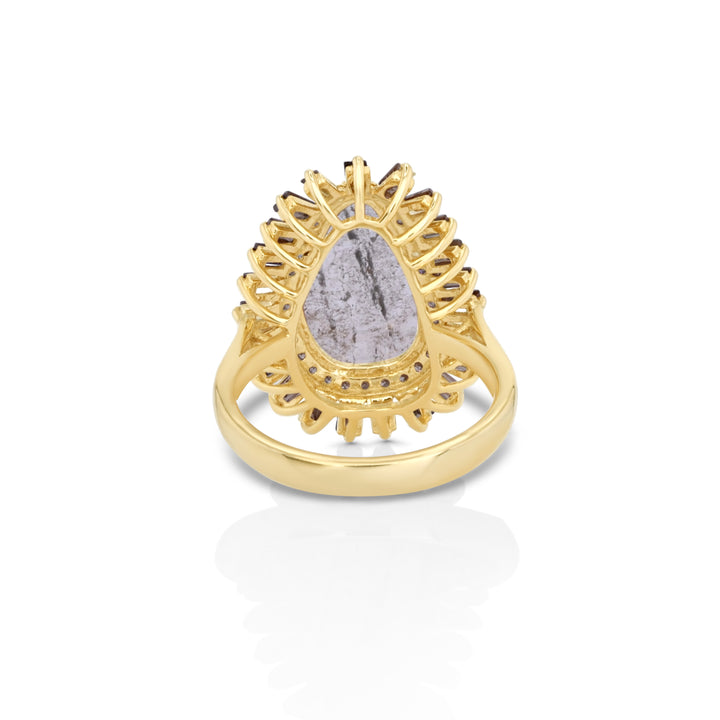 1.05 Cts Diamond Slice and Brown Diamond Ring in 14K Yellow Gold