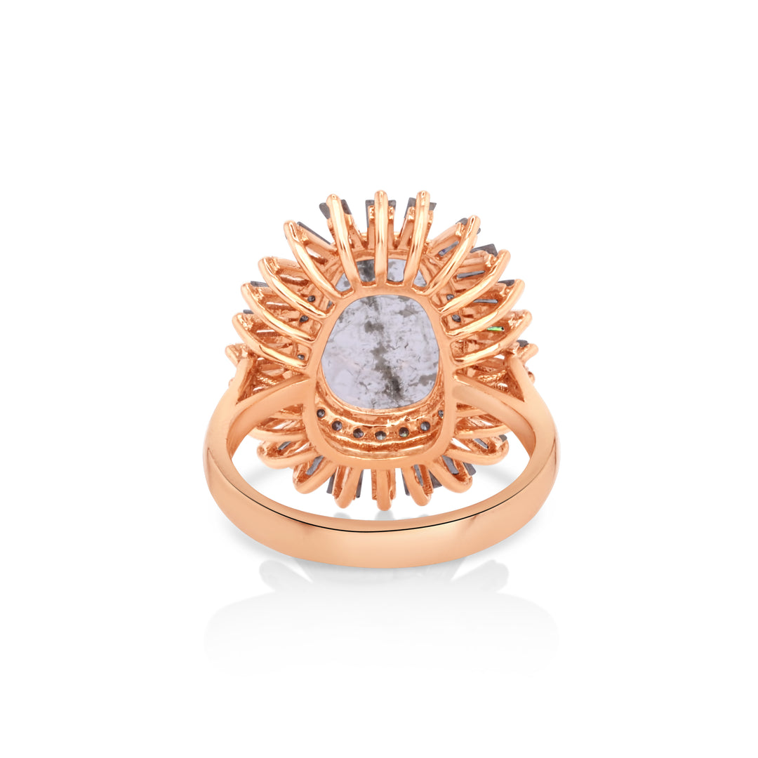 0.73 Cts Diamond Slice and White Diamond Ring in 14K Rose Gold