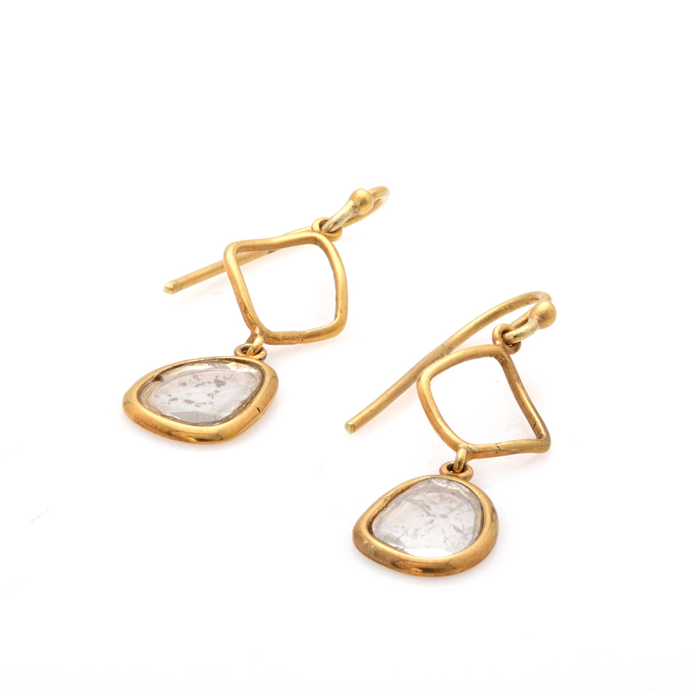 0.69 Cts Diamond Slice Earring in 14K Yellow Gold