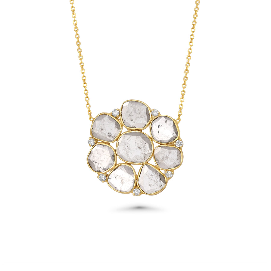 1.77 Cts Diamond Slice and White Diamond Necklace in 14K Yellow Gold