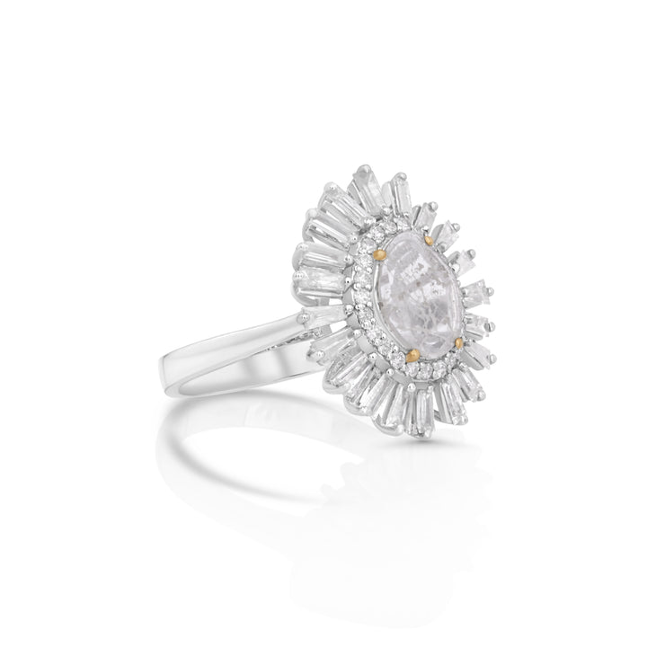 0.38 Cts Diamond Slice and White Diamond Ring in 14K Two Tone