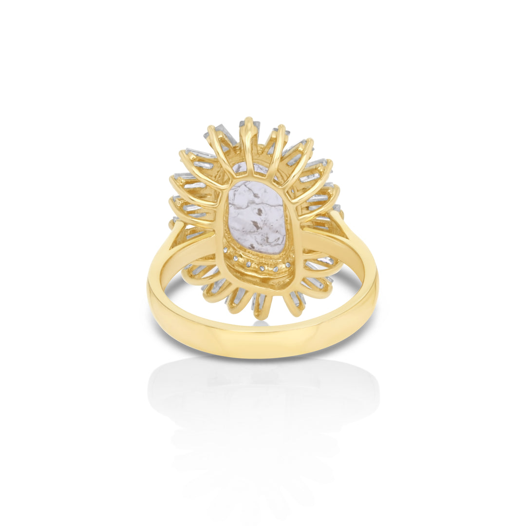 0.43 Cts Diamond Slice and White Diamond Ring in 14K Yellow Gold