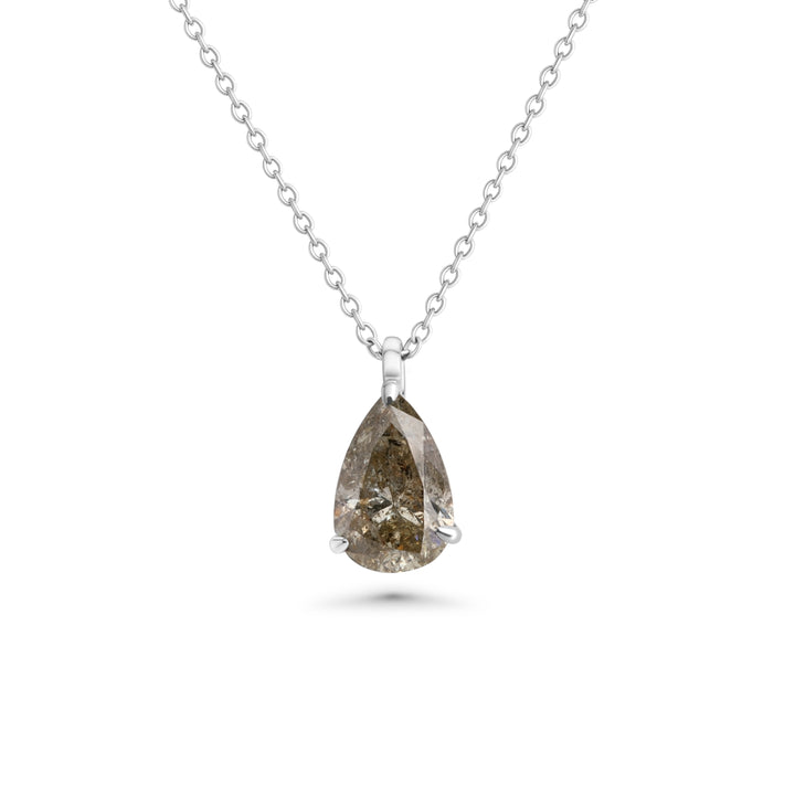 2.47 Cts Brown Diamond Pendant in 14K White Gold