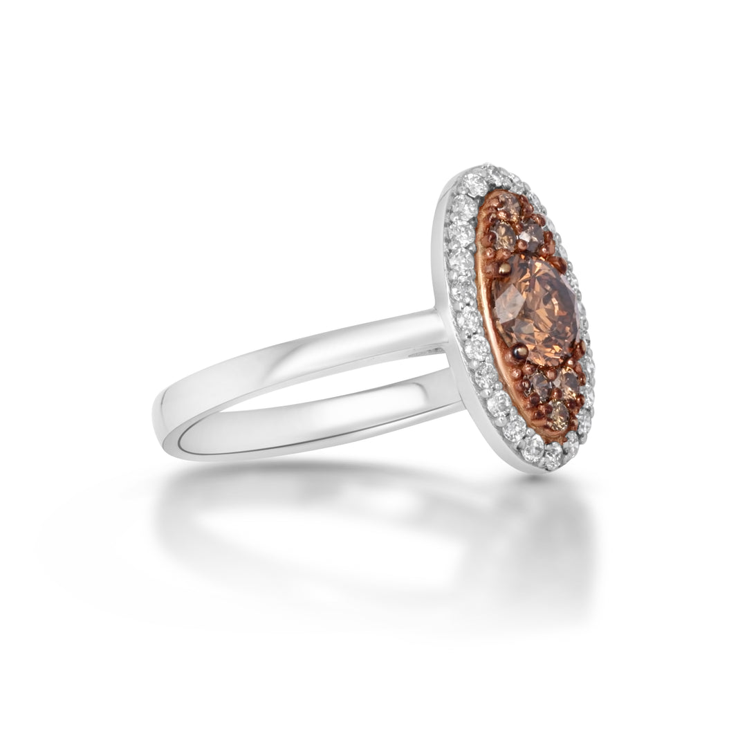 0.67 Cts Brown Diamond and White Diamond Ring in 14K Two Tone