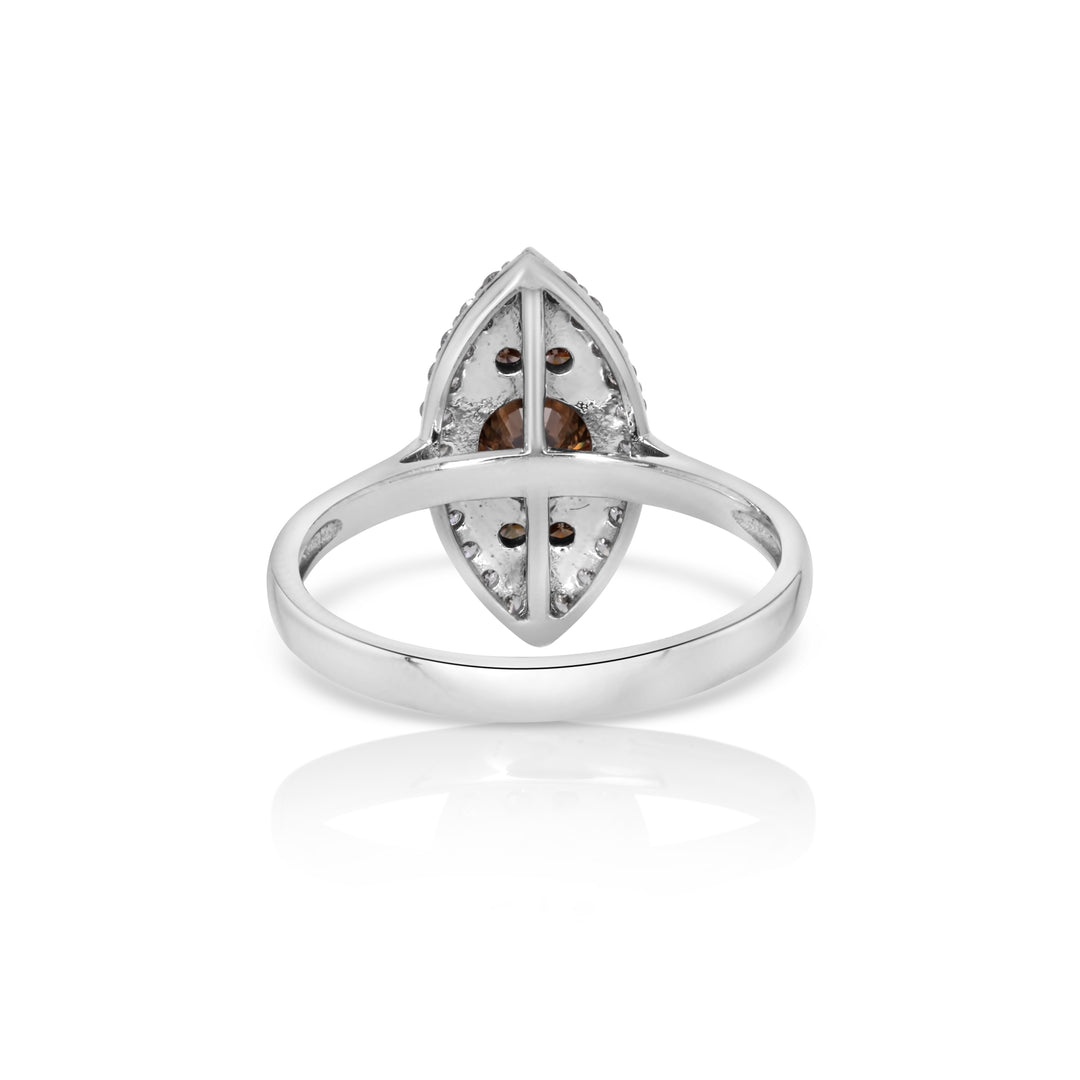 0.76 Cts Brown Diamond and White Diamond Ring in 14K Two Tone