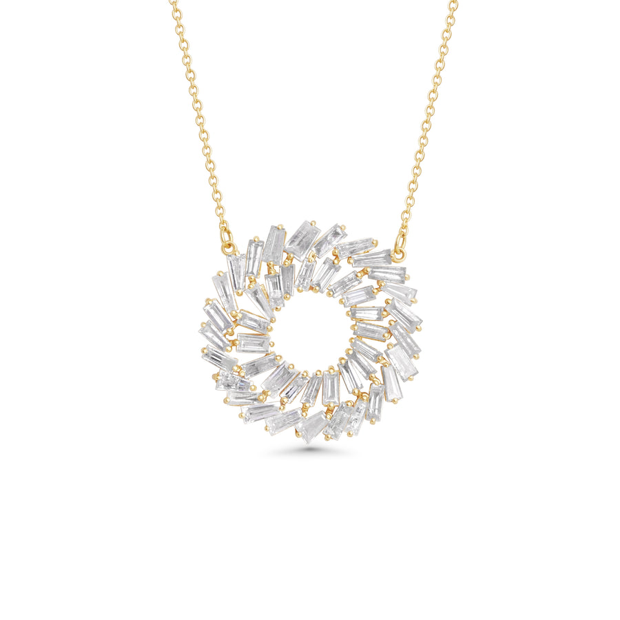 1.48 Cts White Diamond Necklace in 14K Yellow Gold