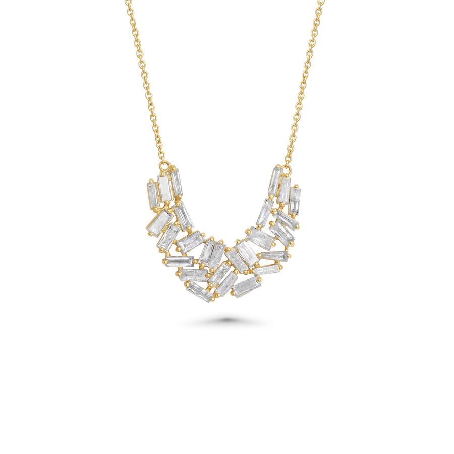 1.1 Cts White Diamond Necklace in 14K Yellow Gold