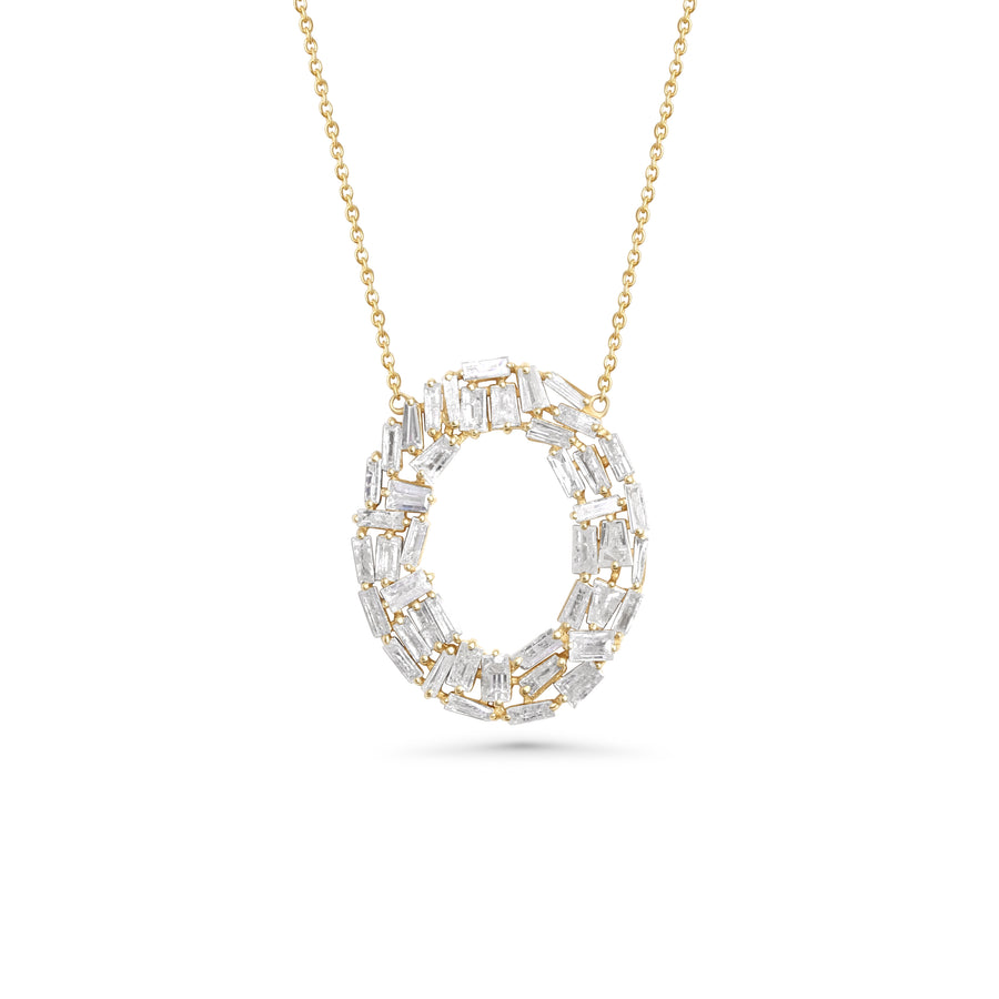 2.02 Cts White Diamond Necklace in 14K Yellow Gold