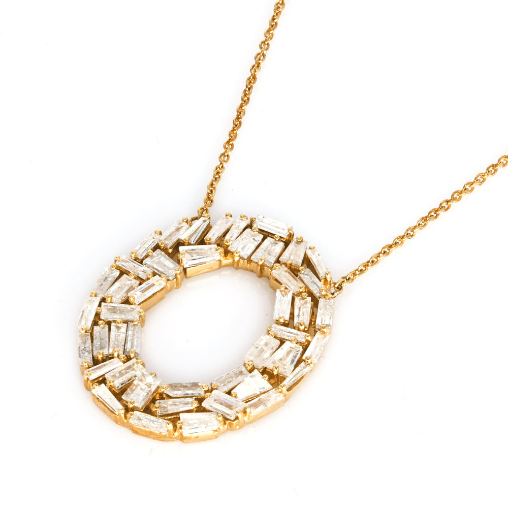 2.02 Cts White Diamond Necklace in 14K Yellow Gold