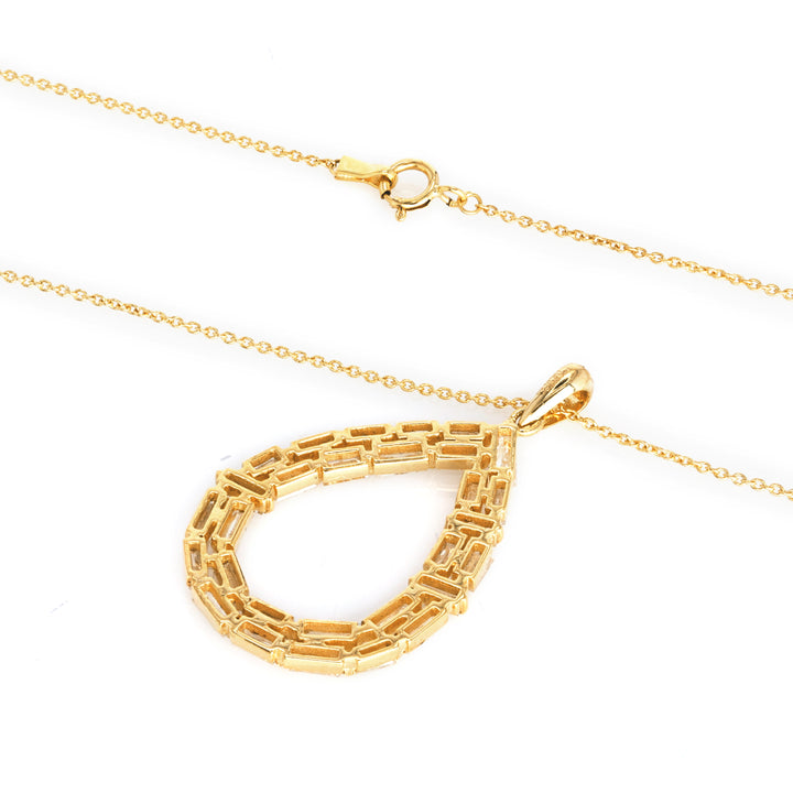 1.93 Cts White Diamond Necklace in 14K Yellow Gold