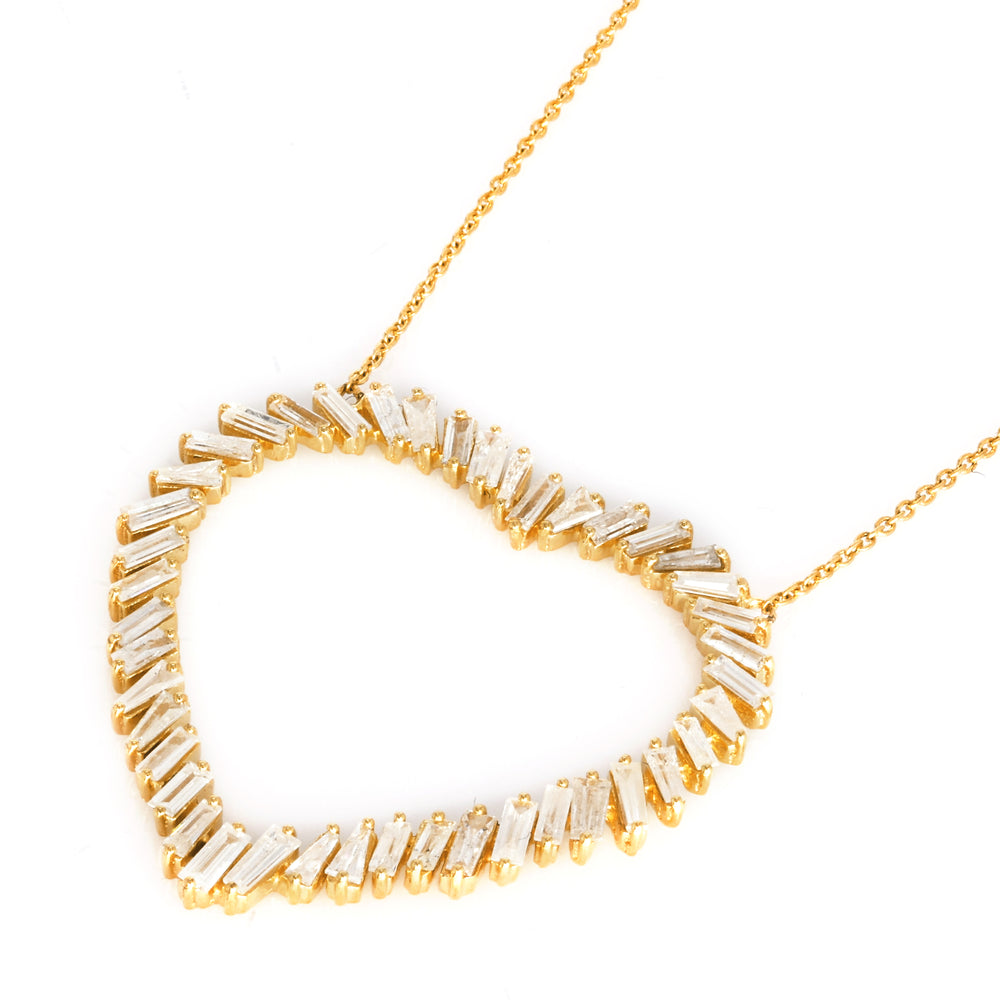 1.85 Cts White Diamond Necklace in 14K Yellow Gold