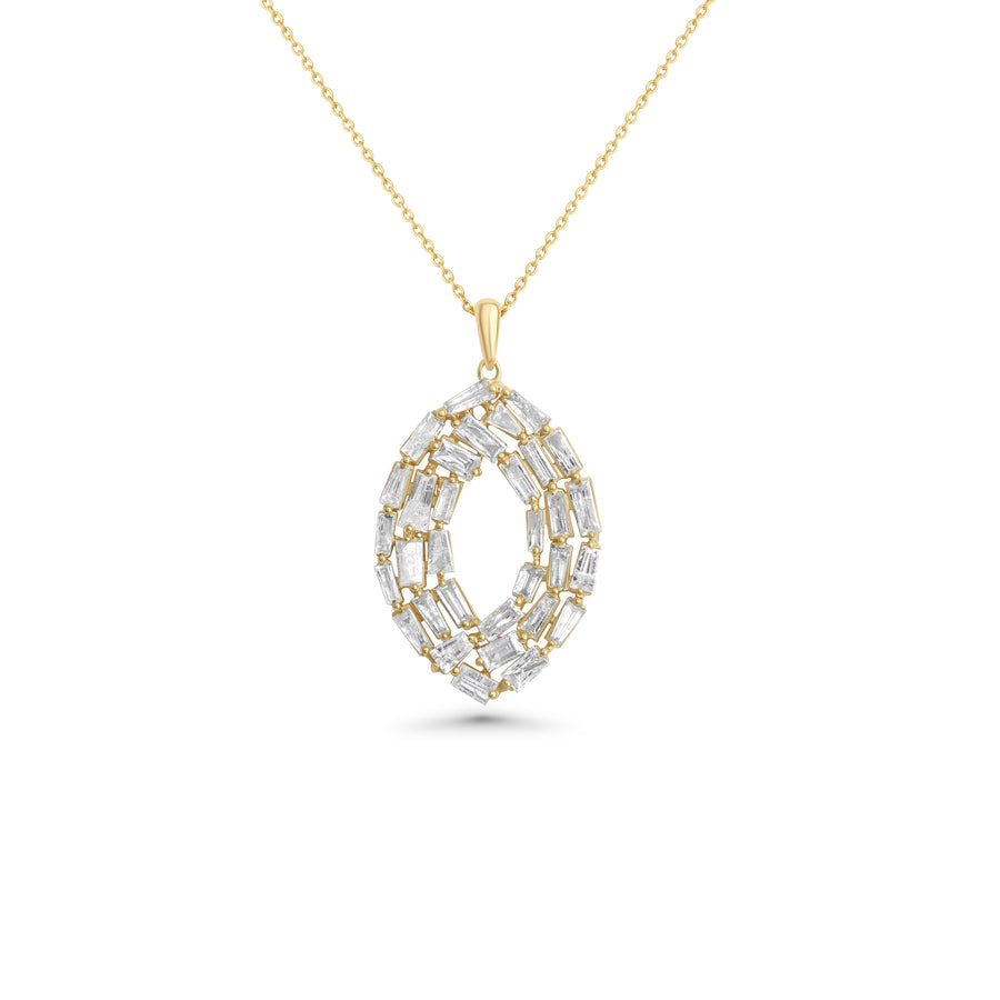 2.59 Cts White Diamond Necklace in 14K Yellow Gold