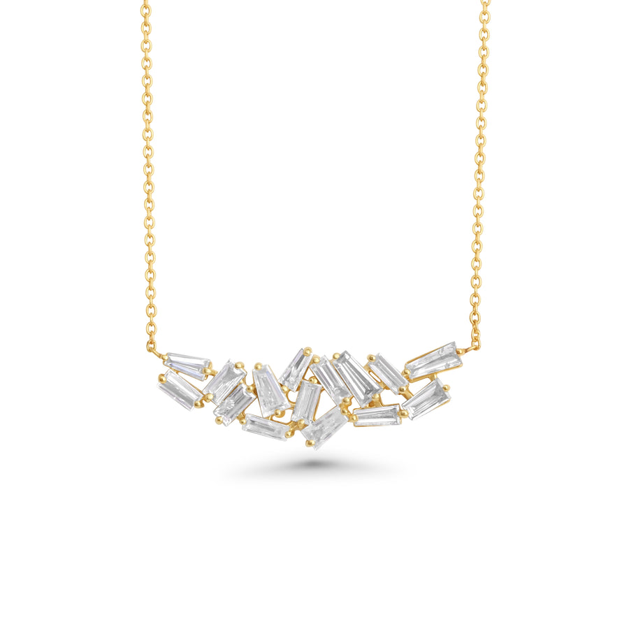 0.98 Cts White Diamond Necklace in 14K Yellow Gold