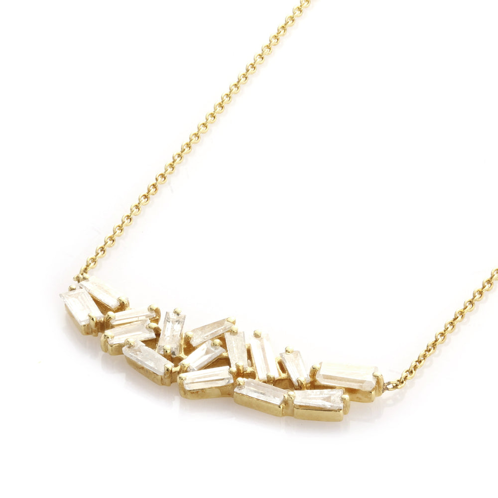 1.23 Cts White Diamond Necklace in 14K Yellow Gold