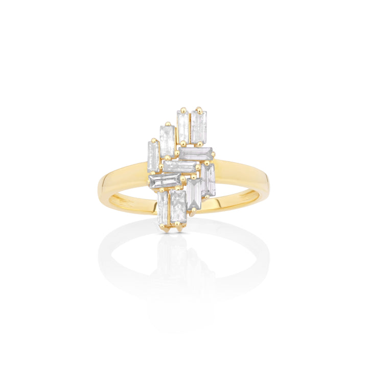 0.61 Cts White Diamond Ring in 14K Yellow Gold