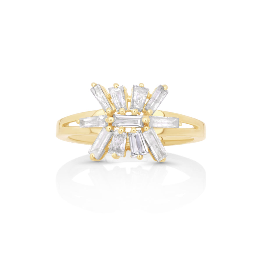 0.75 Cts White Diamond Ring in 14K Yellow Gold