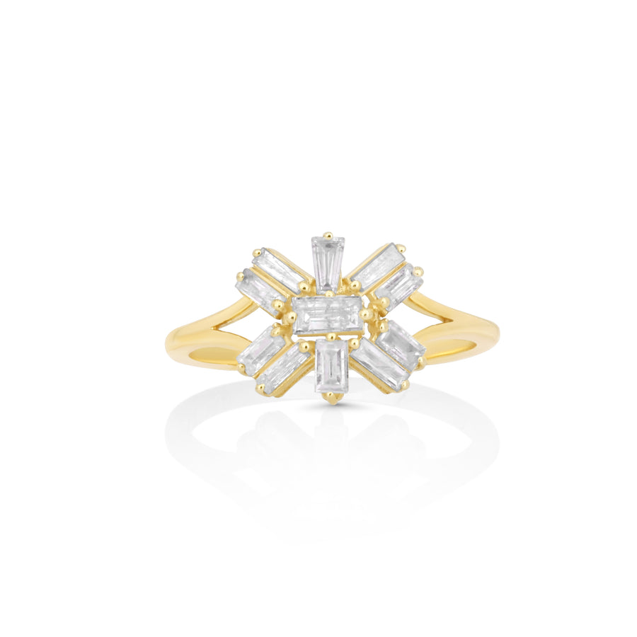 0.63 Cts White Diamond Ring in 14K Yellow Gold