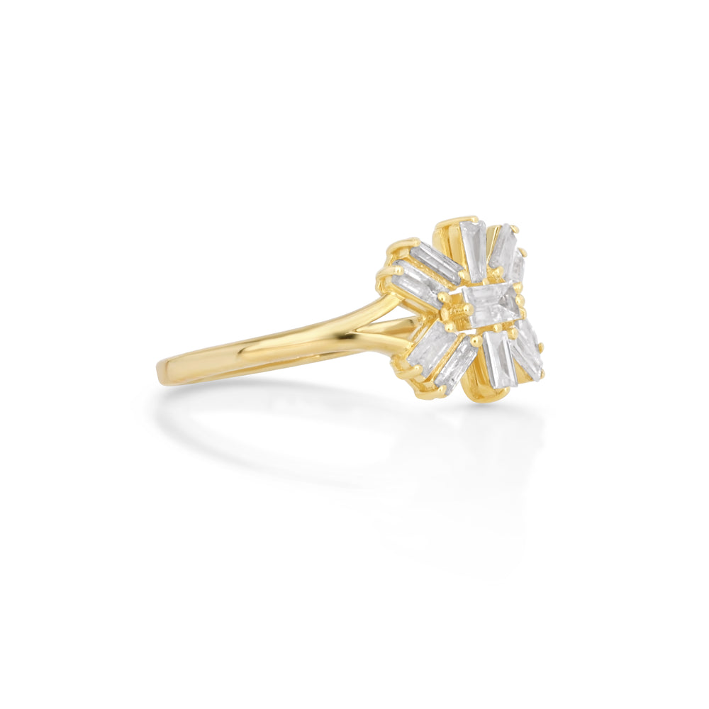 0.63 Cts White Diamond Ring in 14K Yellow Gold