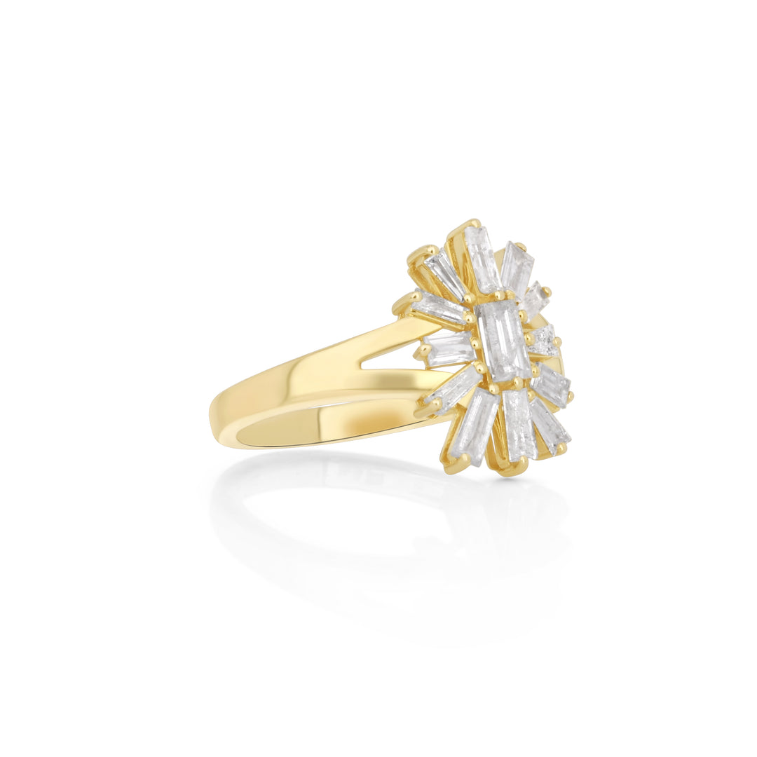 0.84 Cts White Diamond Ring in 14K Yellow Gold