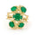 3.53 Cts Emerald and White Diamond Ring in Yellow Gold Plated Sterling Silver