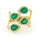 2.60 Cts Emerald and White Diamond Ring in Yellow Gold Plated Sterling Silver