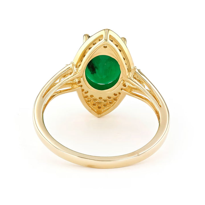 2.20 Cts Emerald and White Diamond Ring in Yellow Gold Plated Sterling Silver