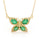 2.39 Cts Emerald and White Diamond Necklace in Yellow Gold Plated Sterling Silver