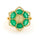 2.60 Cts Emerald and White Diamond Ring in Yellow Gold Plated Sterling Silver