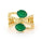 2.40 Cts Emerald and White Diamond Ring in Yellow Gold Plated Sterling Silver