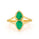 1.10 Cts Emerald and White Diamond Ring in Yellow Gold Plated Sterling Silver