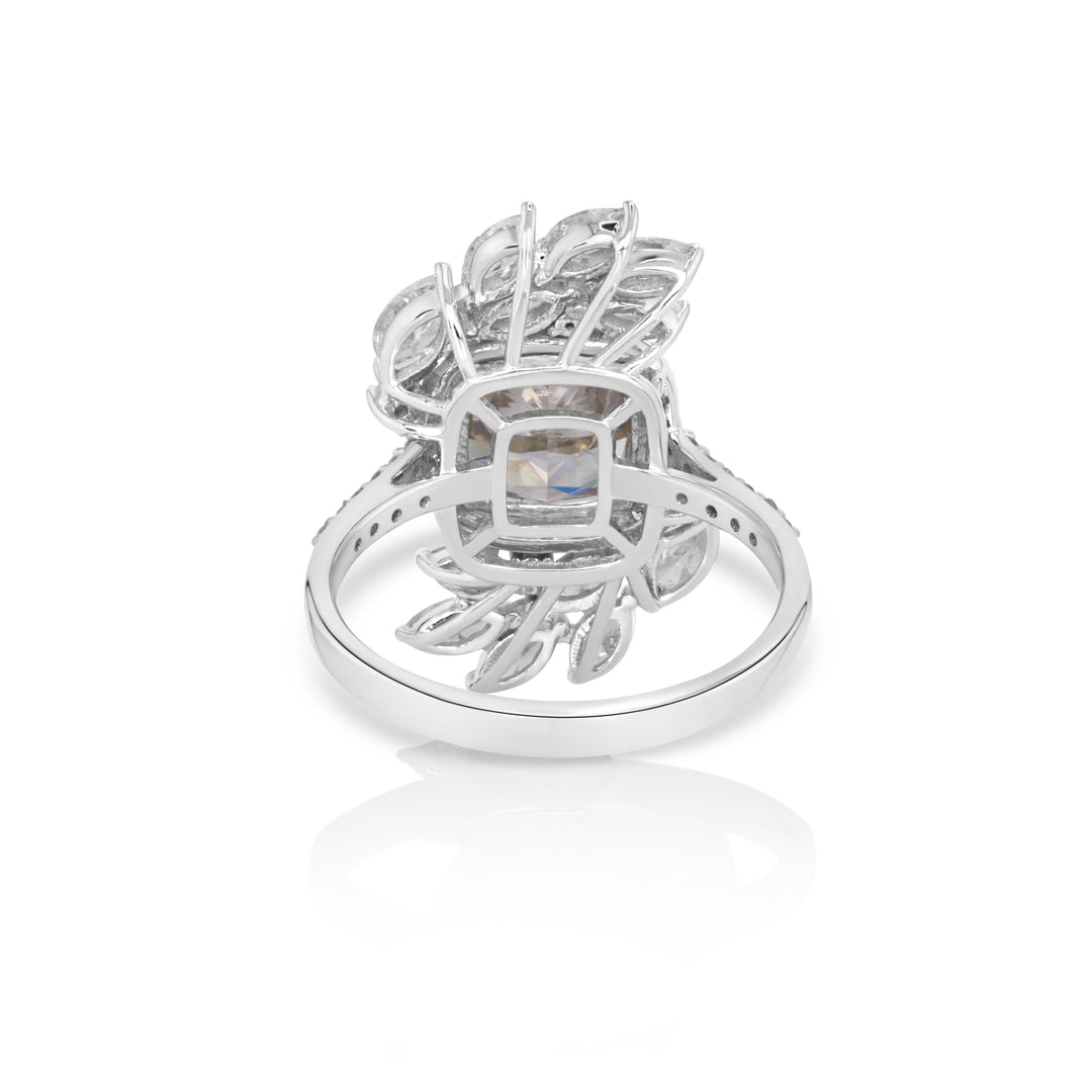 3.03 Cts Fancy Color Diamond and White Diamond Ring in 14K White Gold