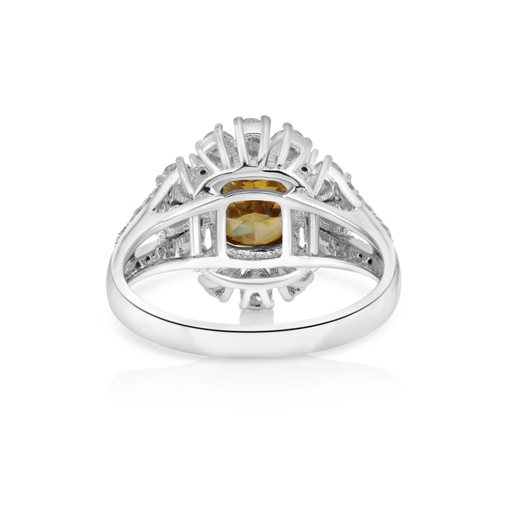 2.08 Cts Brown Diamond and White Diamond Ring in 14K White Gold