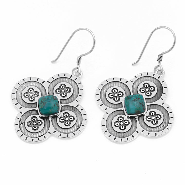 3.76 Cts Turquoise Earring in 925