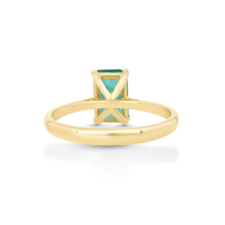 1.29 Cts Emerald Ring in 14K Yellow Gold