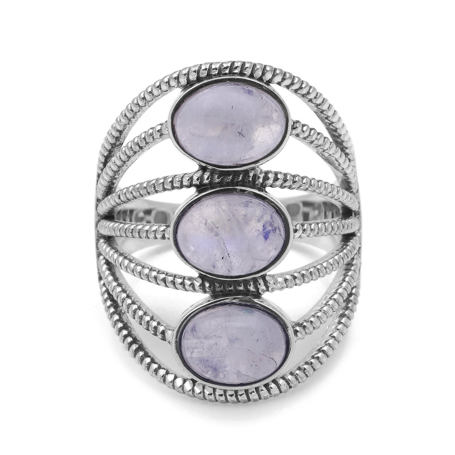 4.59 Cts Rainbow Moonstone Ring in 925