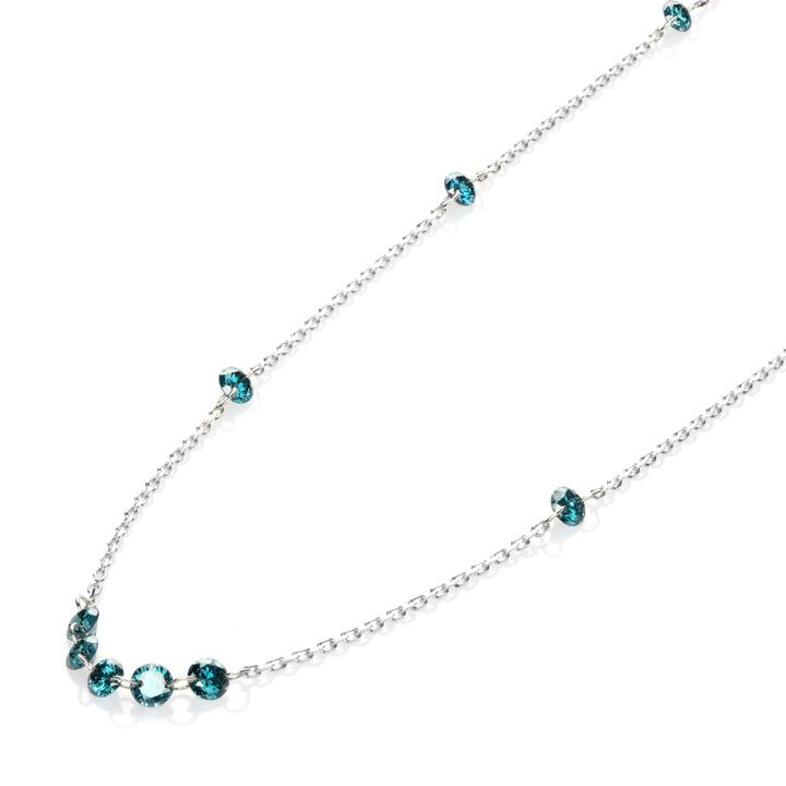 1.09 Cts Blue Diamond Necklace in 14K White Gold