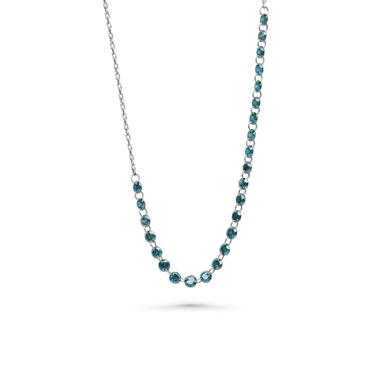 0.99 Cts Blue Diamond Necklace in 14K White Gold