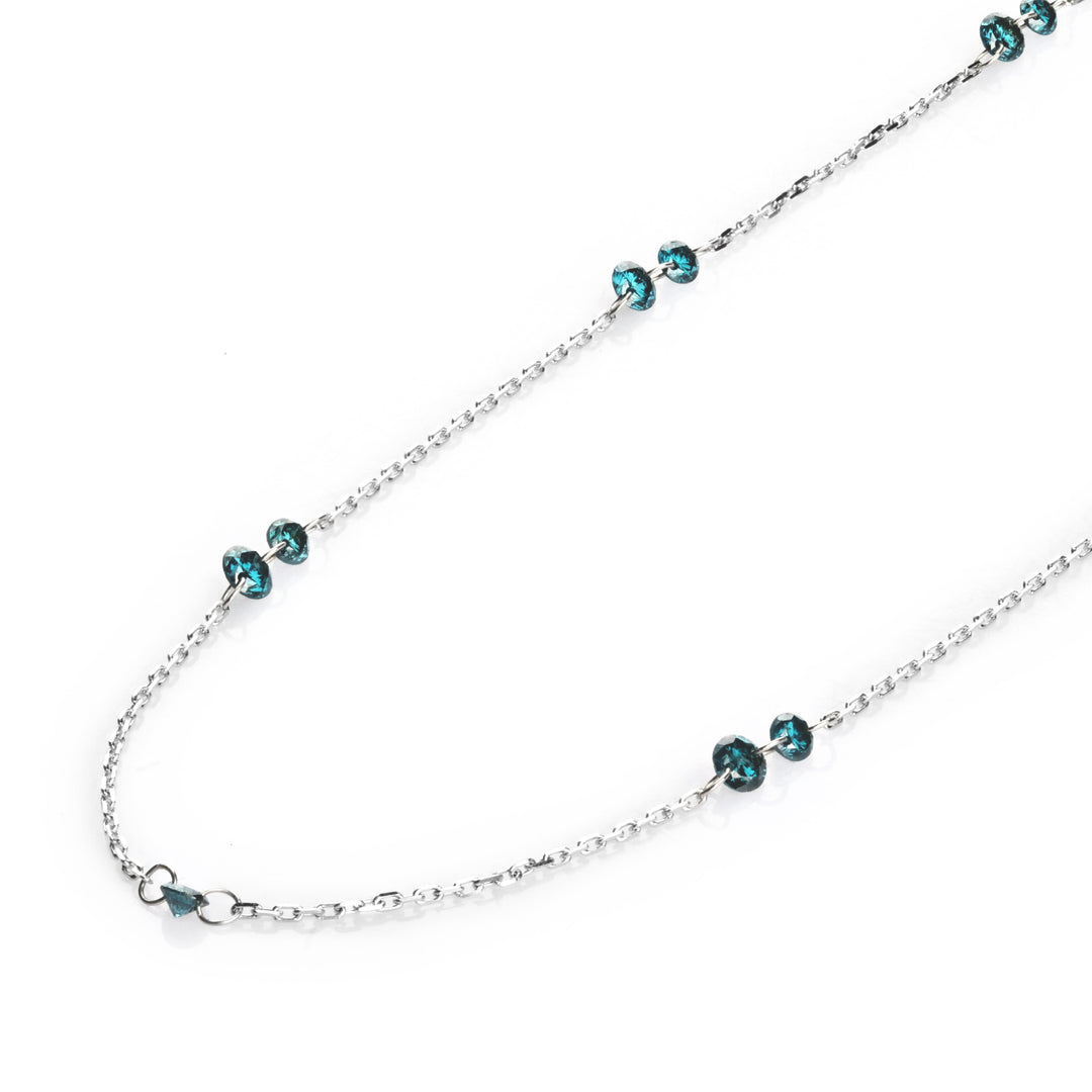 2.35 Cts Blue Diamond Necklace in 14K White Gold