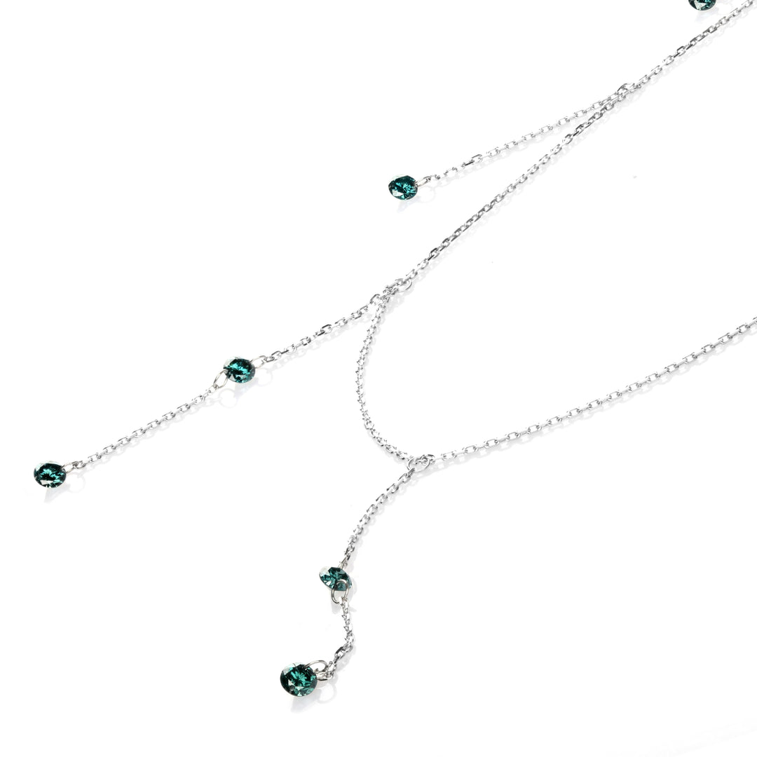 0.91 Cts Blue Diamond Necklace in 14K White Gold