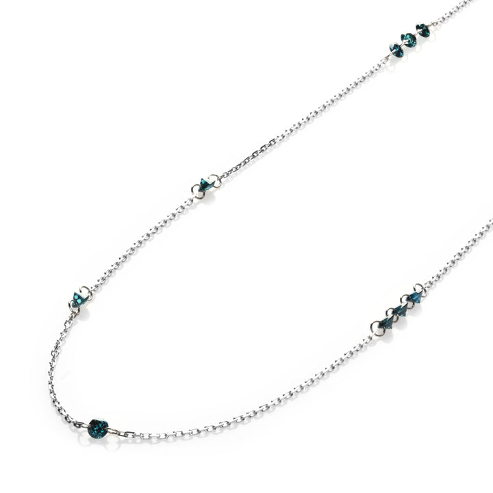 0.59 Cts Blue Diamond Necklace in 14K White Gold