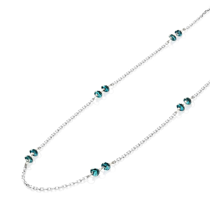 1.08 Cts Blue Diamond Necklace in 14K White Gold