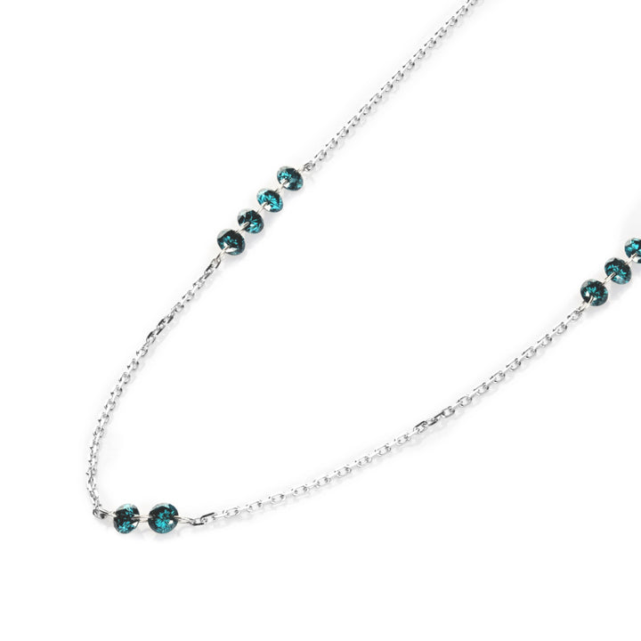 0.73 Cts Blue Diamond Necklace in 14K White Gold