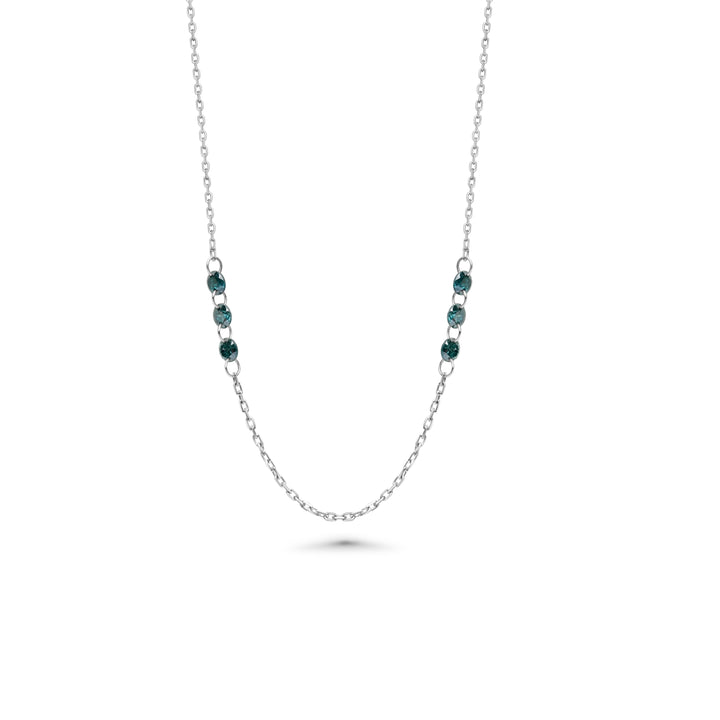 0.78 Cts Blue Diamond Necklace in 14K White Gold