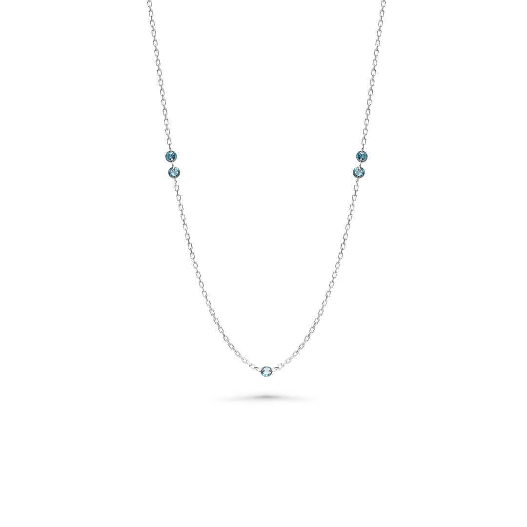 0.52 Cts Blue Diamond Necklace in 14K White Gold