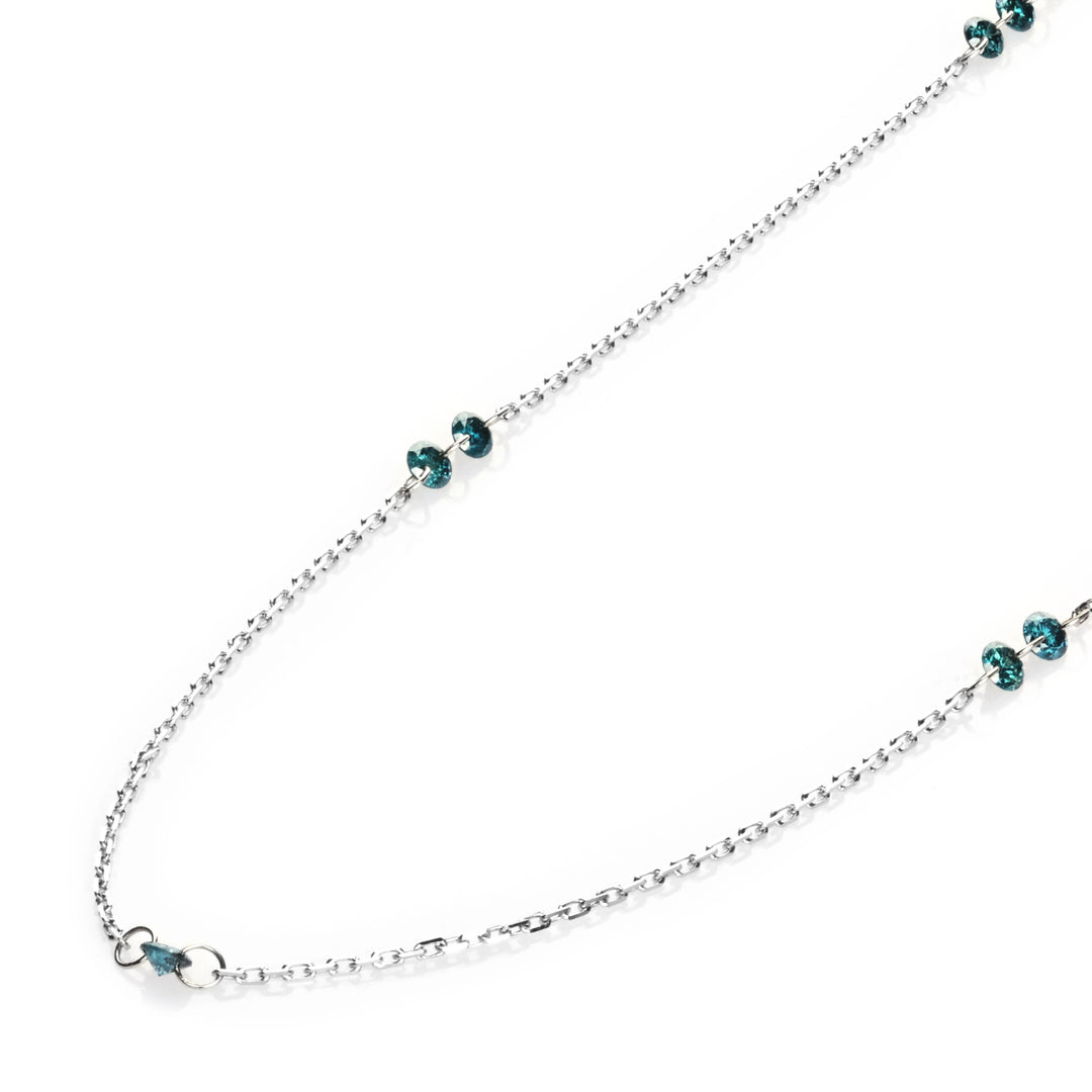 0.52 Cts Blue Diamond Necklace in 14K White Gold